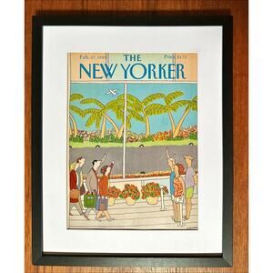 Framed 1989 The New Yorker Magazine February 27 Devera Ehrenberg Waving Aboard